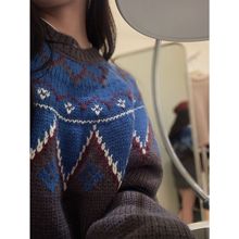 RUIIISHI加厚費爾島復古提花毛衣女套頭女2022冬新款韓國官網上衣