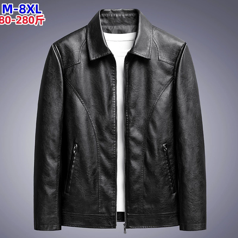 Кожаная одежда мужская весенняя корейская версия повседневного тренда тонкая мужская куртка весна и осень плюс жир, повседневная кожаная куртка мужская одежда