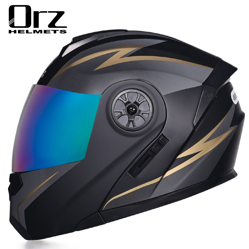 ORZ Casco de coche eléctrico Casco completo gris para hombres y mujeres Casco completo Casco pequeño Casco de cuatro estaciones Casco completo sin motocicleta