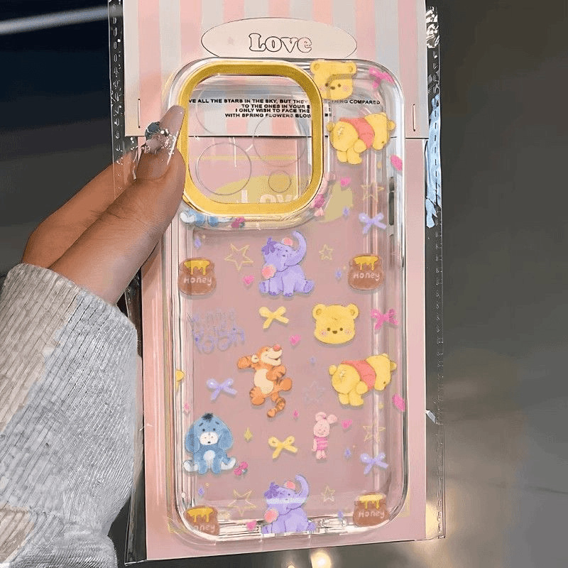 Honey Pooh Suitable for Apple 13Plus Mobile Phone Case Iphone15Promax Cartoon 16 All-Inclusive 14 Soft Shell 11