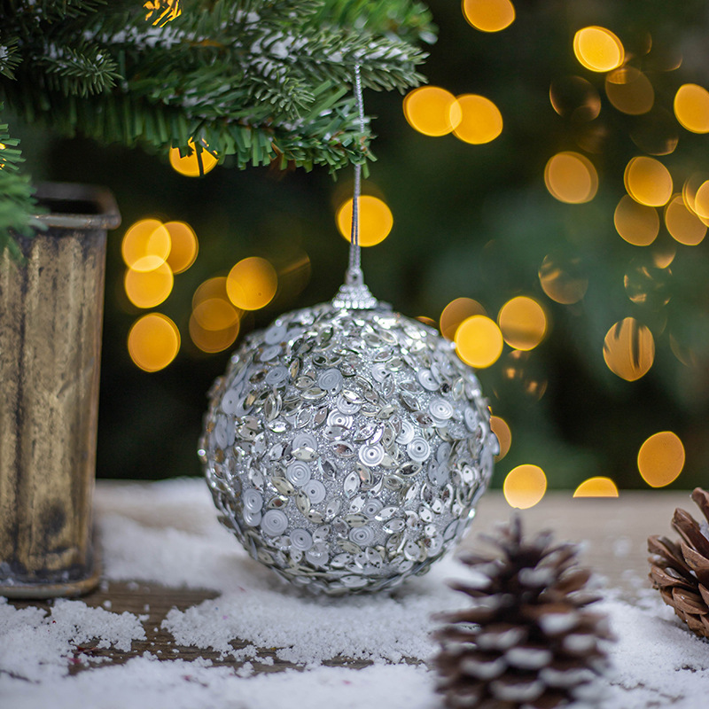 Árbol de navidad de plata suministros de navidad 10CM de espuma de navidad bola de navidad decoración del hogar colgante festival bola colgante de BRICOLAJE colgante