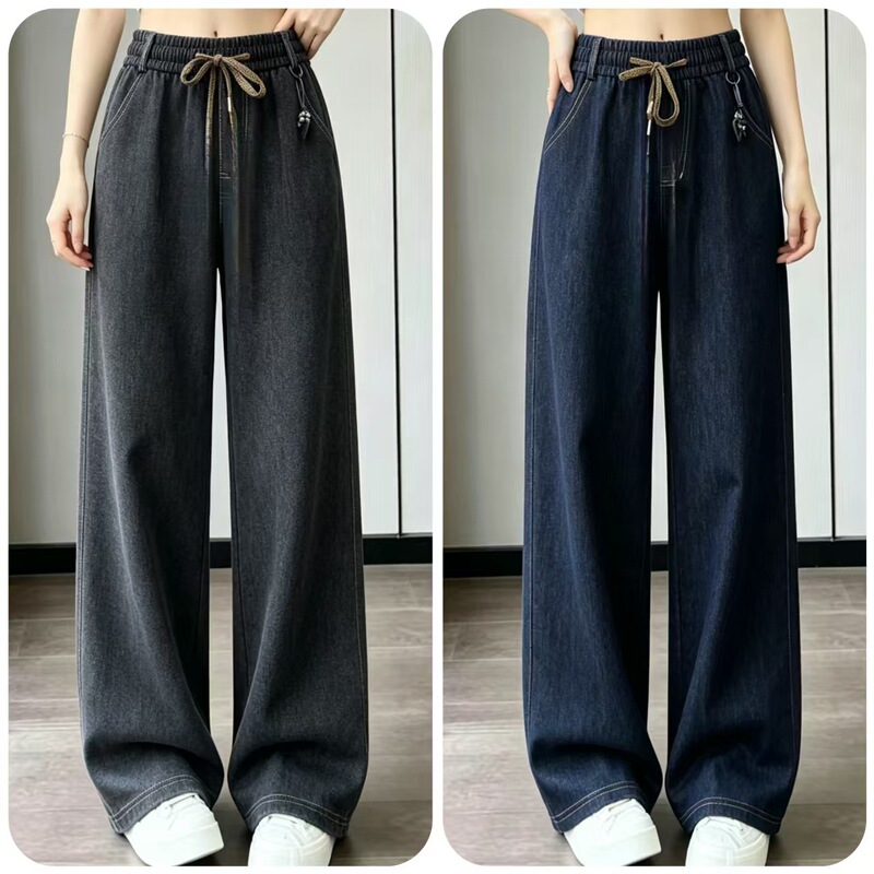 Autumn and winter chenille casual pants, 2026 new model, women's straight-leg jeans, loose-fitting narrow high-waisted wide-leg pants Autumn and winter chenille casual pants, 2026 new model, women's straight-leg jeans, loose-fitting narrow high-waisted wide-leg pants