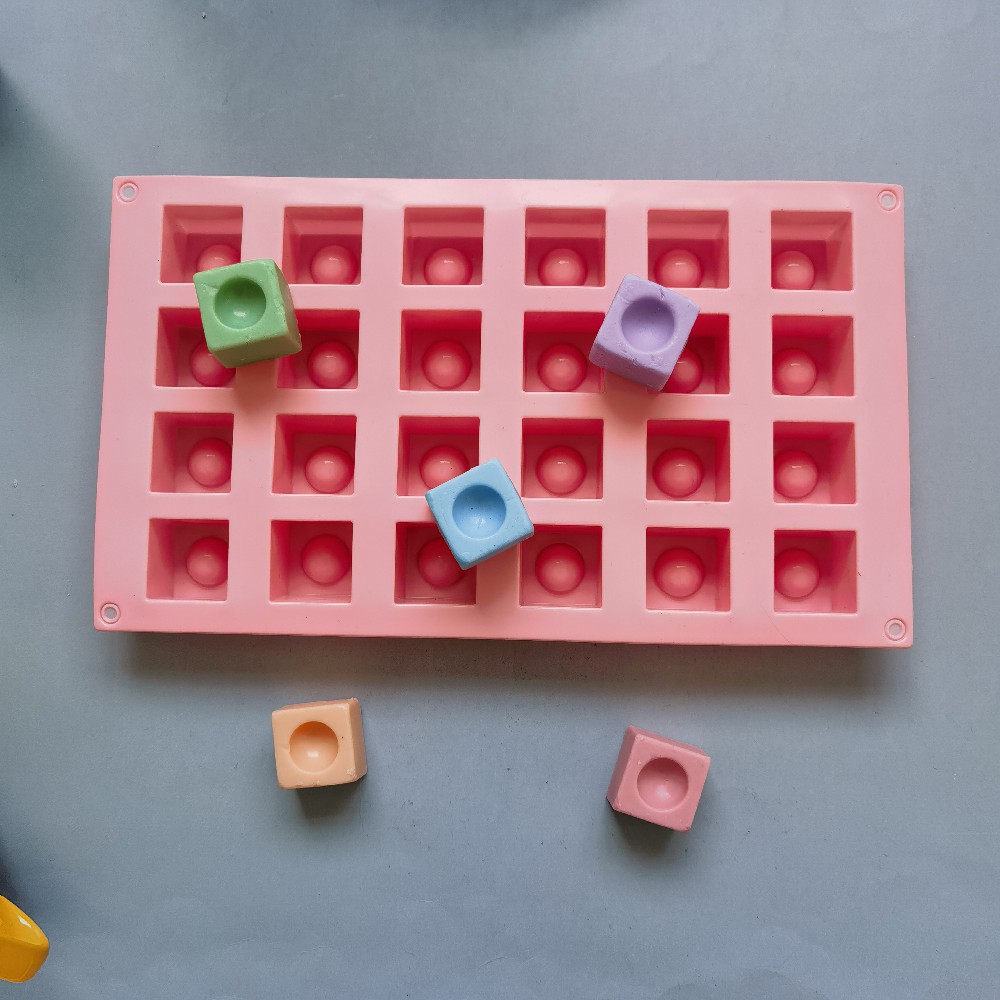 24 cuadros de punto 195 chocolate molde de silicona pudín pastel molde de postre jabón utensilios