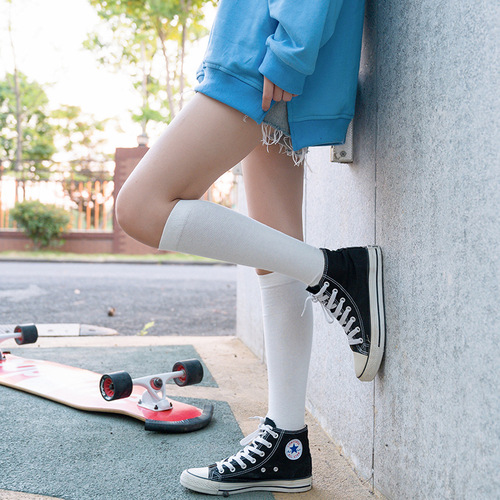 Socks for Girls JK Knee-high Pile Socks Japanese Style Autumn/Winter Women's Cotton Socks College Style Solid Color Calf Socks for Women Zhuji Sock Industry