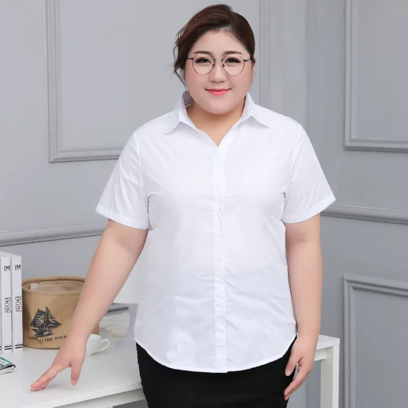Новая весенняя белая рубашка больших размеров с длинными рукавами для женщин, свободного кроя, профессиональная рабочая одежда 100kg года.