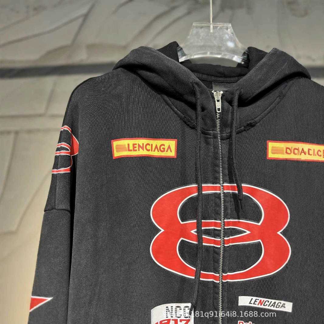 Корректная версия B домашняя 24 FW новая классическая двойная печать водяной капот куртка универсальная свободная