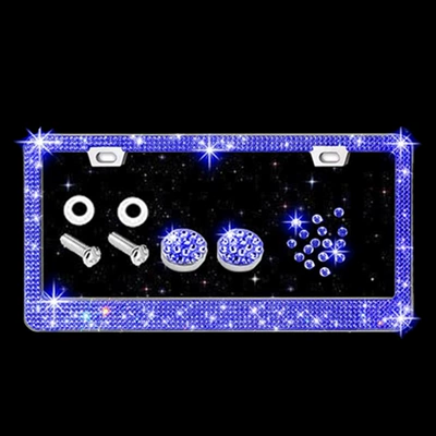 License plate holder/license plate holder — American License Plate Frame with Diamonds - blue-diamond-1-piece