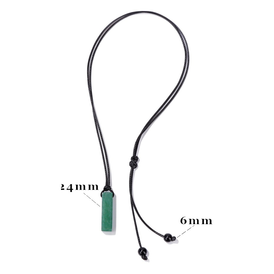 Irregular stone rectangular pendant necklace men's European and American style new energy raw stone wire rope adjustable protective stone