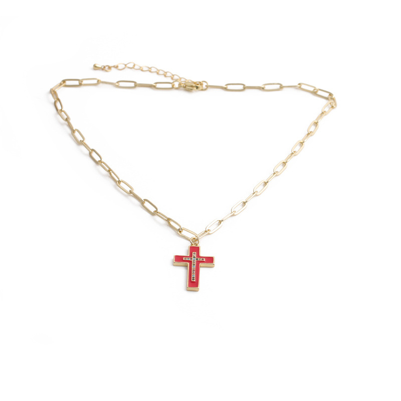 Nihaojewelry fashion zircon cross pendant necklace Wholesale Jewelrypicture1