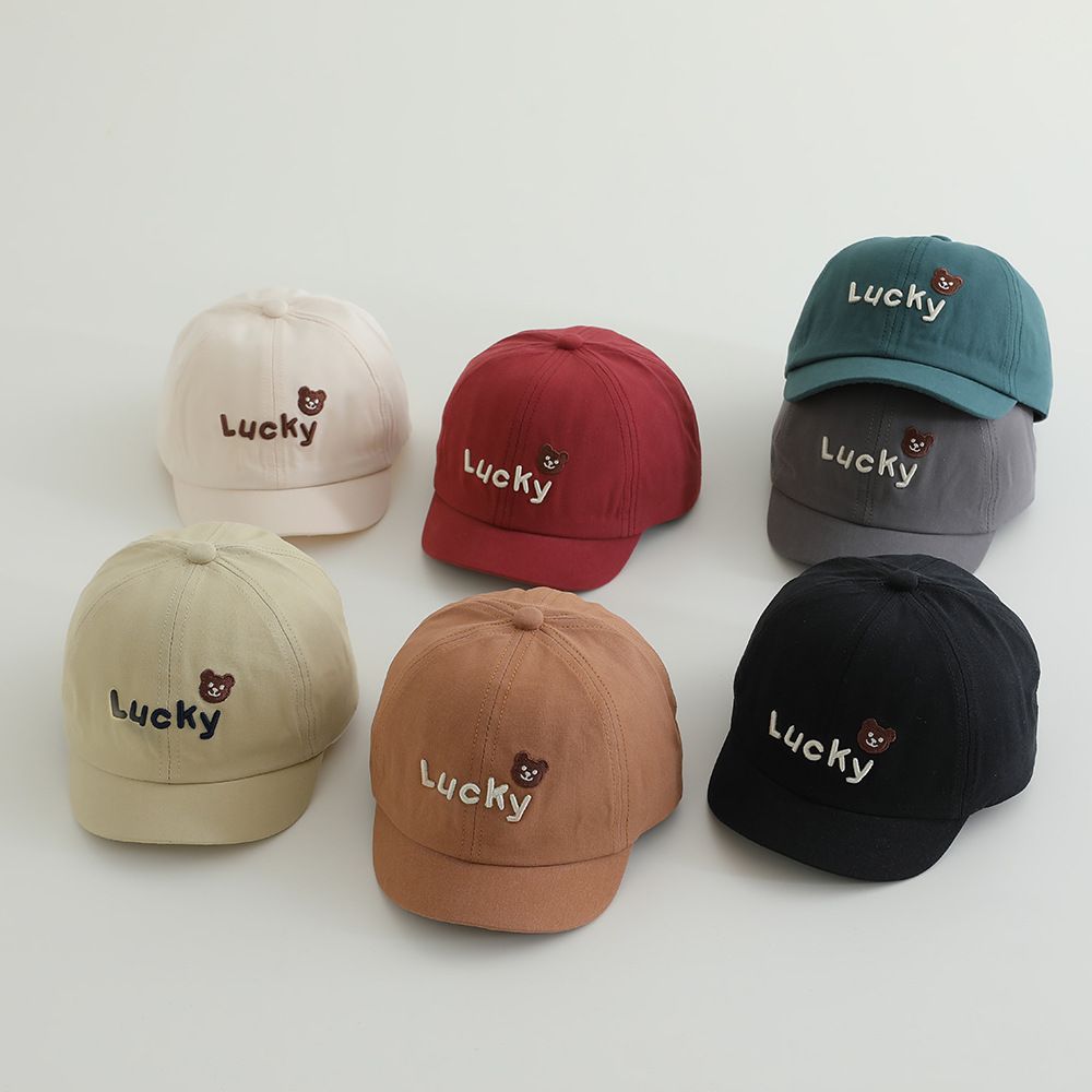 1-3 Sombrero de bebé primavera y otoño delgado sombrero de boca de pato para niños sombrero de béisbol de ala suave para niños lindos bordados sombrero de sombra