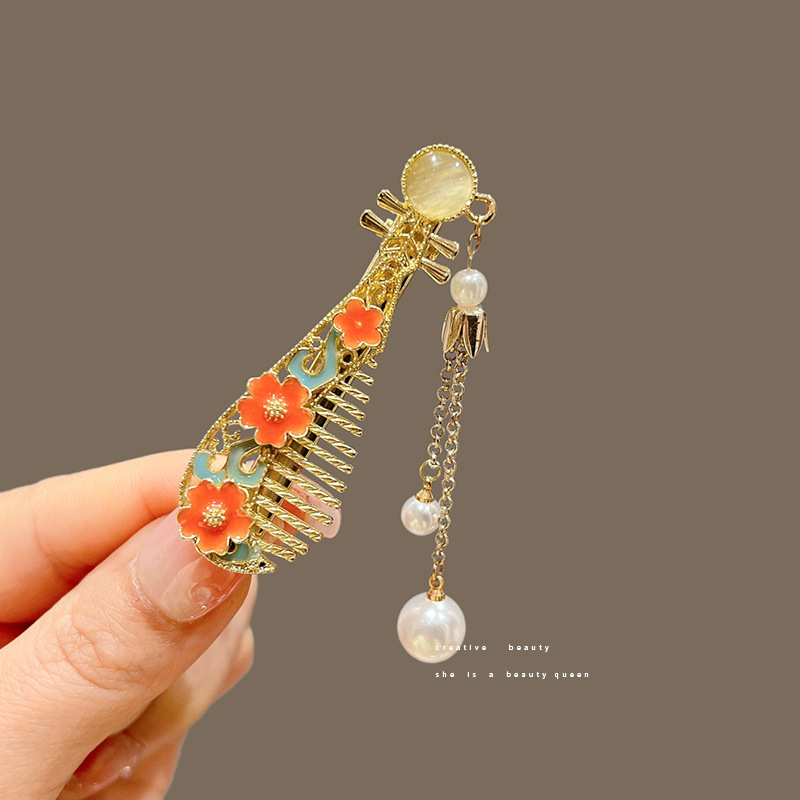 Chinese Style Headwear Comb Antique Hair Accessories Pipa Hair Comb Tassel Pendant Ancient Comb Tang Style Ancient Dress Accessories Women