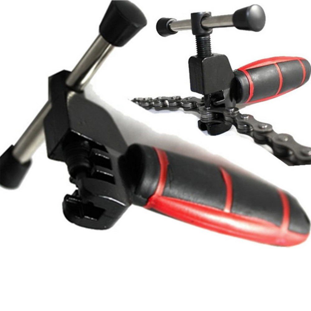 Herramienta de reparación de cadena de desmontaje de cadena de cortador de cadena de bicicleta de montaña [cortador de cadena de mango rojo]