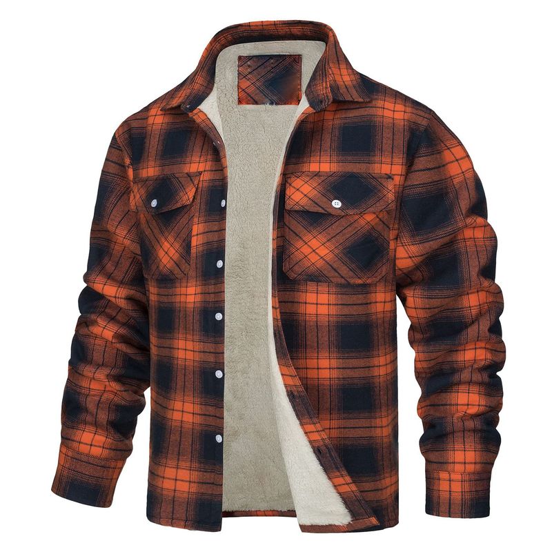 fleece-lined men's jacket 2023 new amazon long sleeve lapel single breasted fleece-lined plaid loose men's coat fleece-lined men's jacket 2023 new amazon long sleeve lapel single breasted fleece-lined plaid loose men's coat