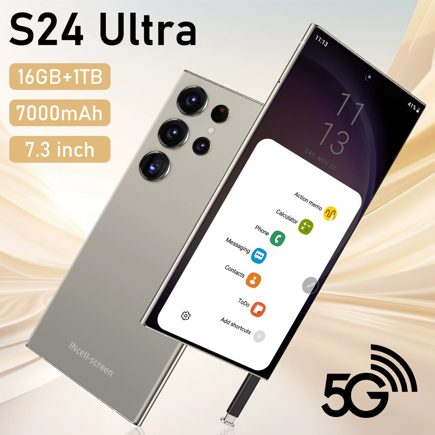 Смартфон S24 Ultra, Android 16, память 16+1 ТБ, 7,3" экран, 8000 мА·ч