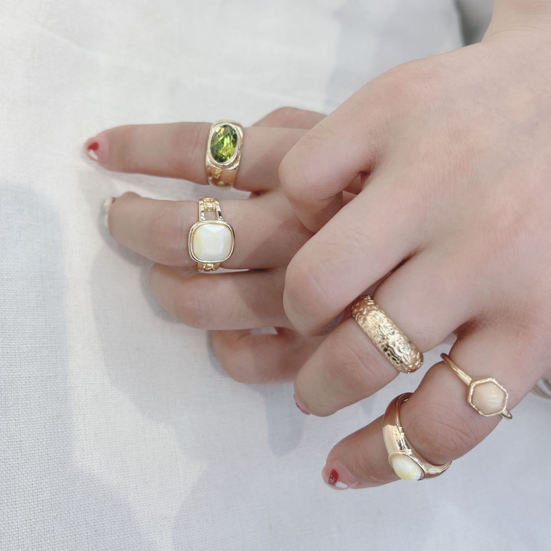 Wedding Occasion Ethnic Style Geometric Alloy Plating Artificial Gemstones Women's Rings
