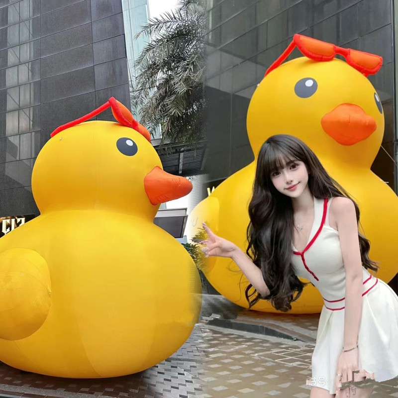加厚充气水上大黄鸭户外漂浮闭气小鸭子大白鹅卡通吉祥物厂家直供