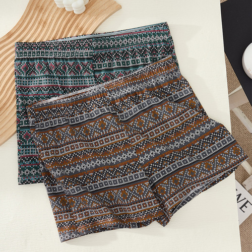 New style retro printed cotton arroo pants, men's boxers, loose home shorts, retro style boxer men's pants