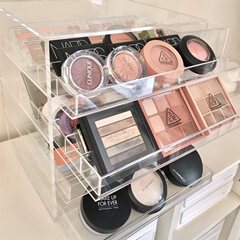 亚克力眼影收纳盒化妆品桌面抽屉款气垫粉饼口红置物架多