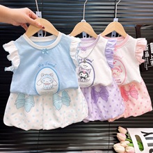 2025夏季新款儿童套装女童卡通可爱库洛米可外穿小飞袖两件套无袖