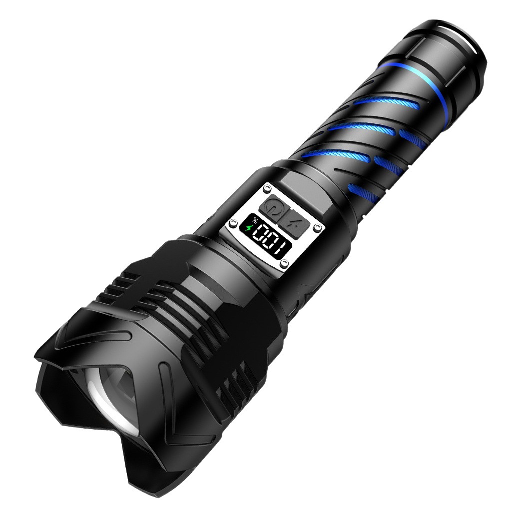 Transfronterizo nueva pantalla digital mejorada linterna de luz fuerte carga Super brillante doble abierta al aire libre especial linterna telescópica