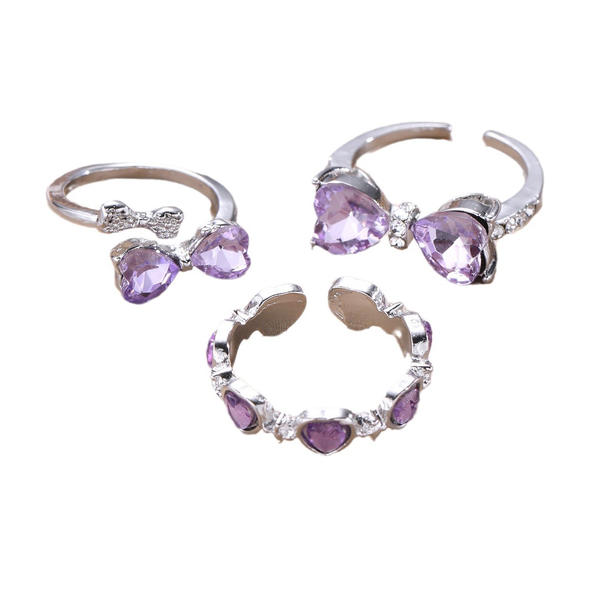 Stackable Minimalist Ring Set With Cubic Zirconia For Women_voghion.com