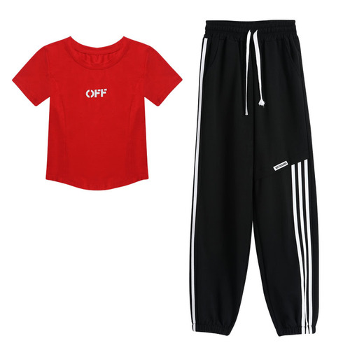  Bejanari square dance new spring and summer short-sleeved T-shirt webbing sweatpants dance sports casual performance clothing