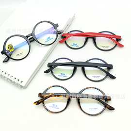 复古圆形超轻TR90素颜黑框眼镜架男女配近视老花茶花玳瑁圆框眼镜