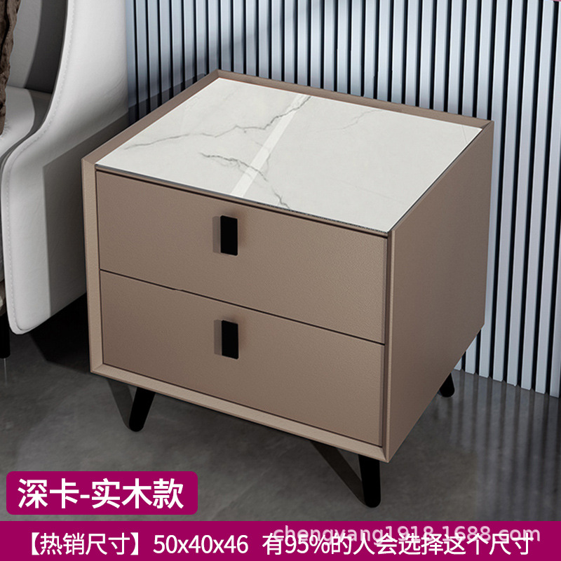 Mesita de noche madera maciza Placa de roca simple moderno Internet celebridad dormitorio mesita de noche protección del medio ambiente todo partido gabinete de almacenamiento mesita de noche