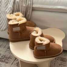 桑坡冬季宝宝学步鞋男女童靴子儿童雪地靴皮毛一体保暖防滑牛筋底