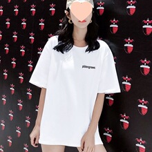 中长款短袖恤女宽松精梳棉简约大码上衣女装夏季新款韩版潮
