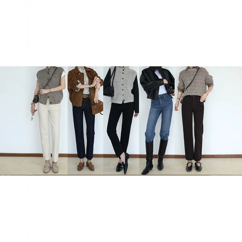 High-End 2026 Autumn and Winter New Style Four-Way Stretch Straight-Leg Cropped Jeans, Versatile Baguette-Style Jeans, Regular and Fleece-Lined High-End 2026 Autumn and Winter New Style Four-Way Stretch Straight-Leg Cropped Jeans, Versatile Baguette-Style Jeans, Regular and Fleece-Lined