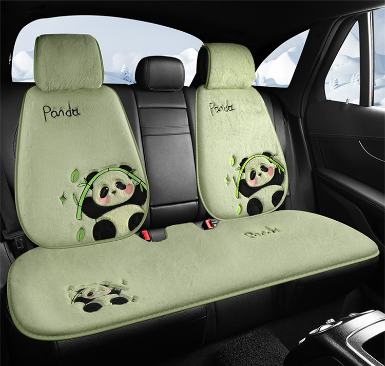 Car Seat Cushion Soft Plush Winter Plush Cute Panda Cartoon Goddess Car Half-Cover Seat Cover Non-Slip Car Mat