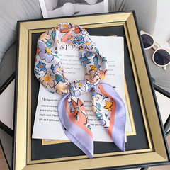 Korean Spring and Summer Small Floral Literary Women's Scarf Decorative Fresh and Clean Contrast Head Scarf Hair Ties Bag Silk Scarf