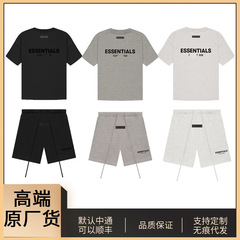 FOG ダブルライン ESSENTIALS 半袖ハイストリートアメリカンルーズカップルトレンディなブランド男性と女性の純綿 Tシャツ卸売