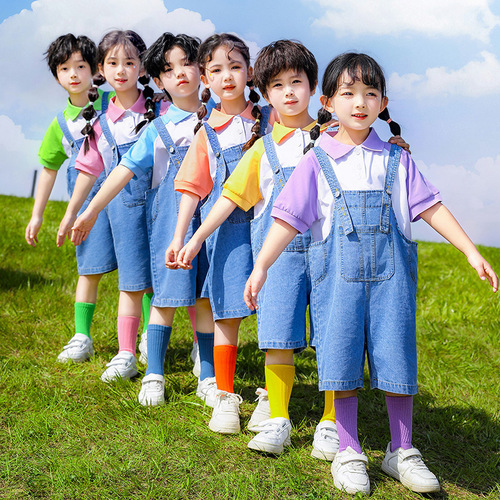 Children's performance costumes Kindergarten class uniforms Primary school dance costumes Candy-colored boys and girls cheerleading street dance performance costumes