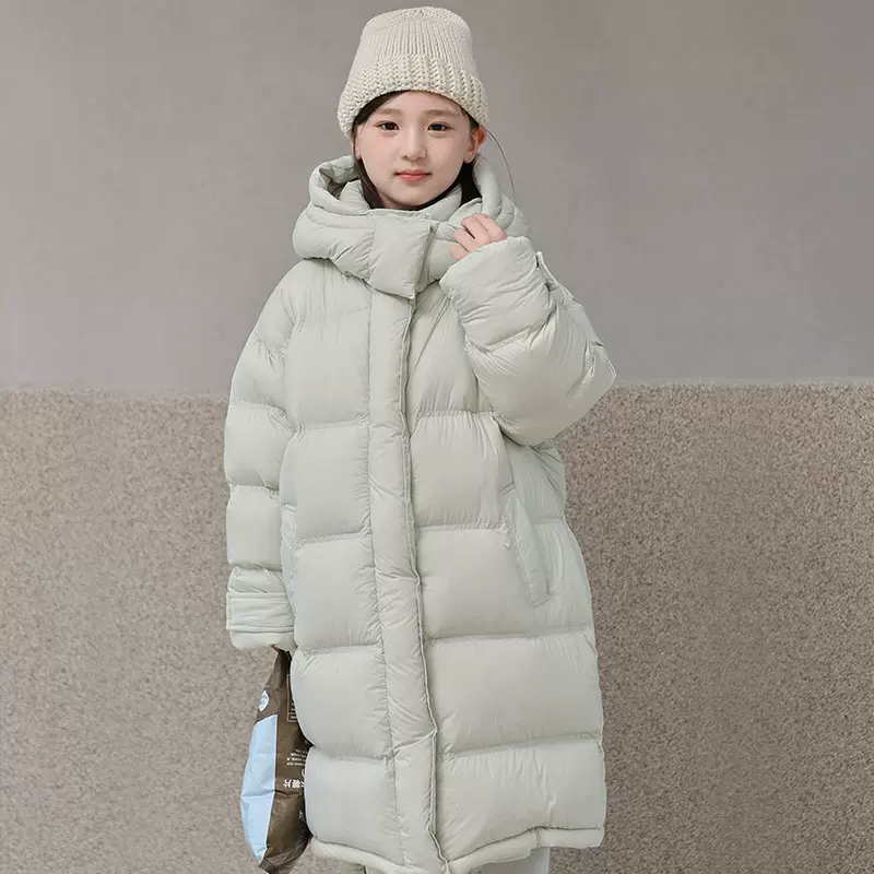 宇光羽绒服女童冬季2025加厚高端白鸭绒韩版中长款面包服外套连帽