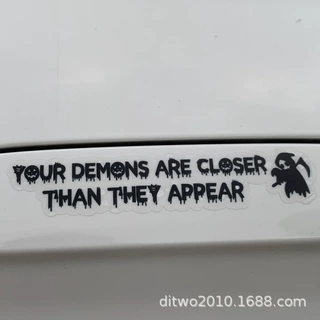 跨境外贸贴纸 有趣 Demons万圣节梳妆镜装饰贴 笔记本电动车贴纸