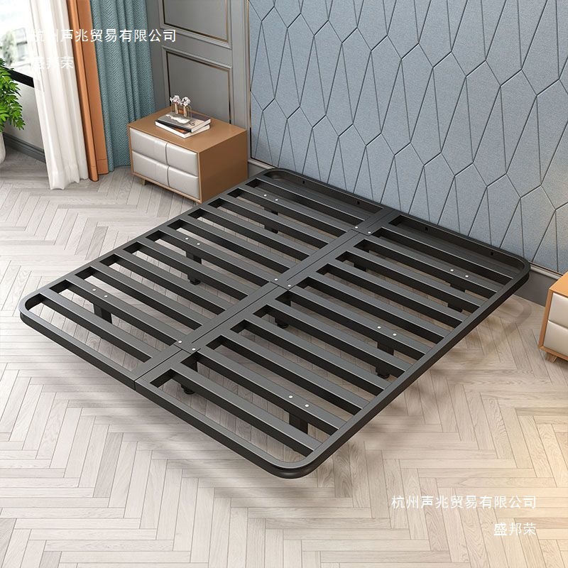 Manufacturer's Trendy Minimalist Modern Floating Bed Mimi Italian Light Luxury Headboard-Less Bed Frame Double Iron Bed Apartment Iron Bed