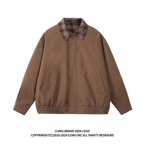 Leatherette Two-Piece Brown Jacket for Men - Spring and Autumn Hollington Collar Jacket Cleanfit Baseball Shirt