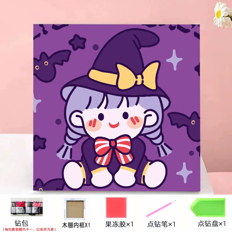 Набор алмазной мозаики DIY Kuromi и мультфильмы 20×20 см, рамка-наклейка, детское творчество