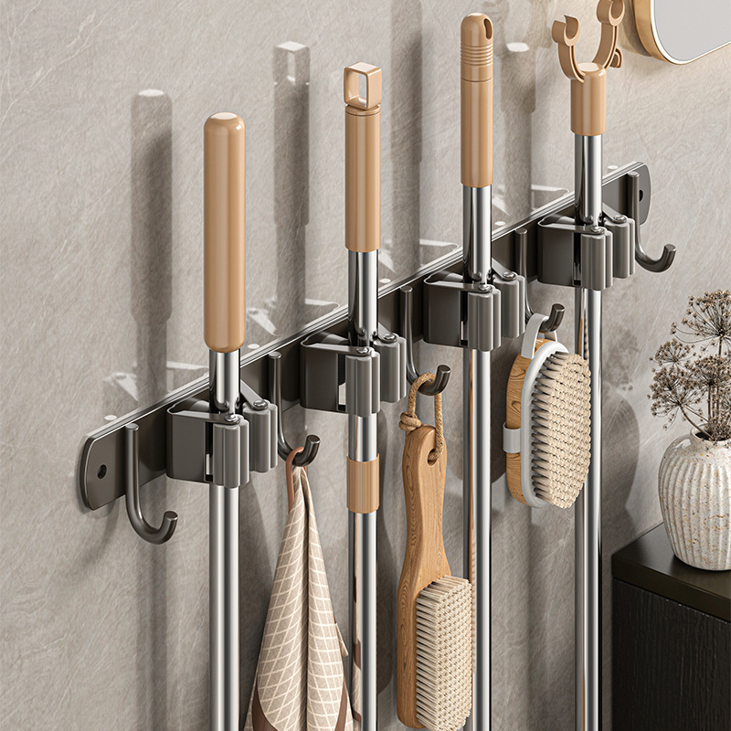 Stainless Steel Mop Clip Hook, No-Drill Wall-Mounted Mop Holder, Magic Tool for Bathroom Broom Storage Hook, Wholesale