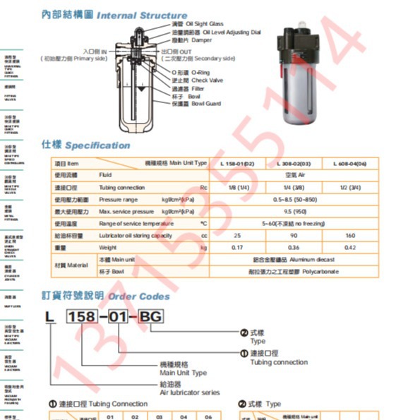 代理KGN L158/L308/L608-01/02/03/04/06-BG 给油器 油雾分离器