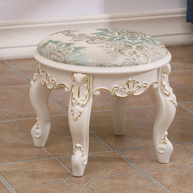 9C Dressing Table Stool. Chair Living Room Coffee Table Stool Manicure Stool French Round Stool Bedroom Shoe Changing Stool Solid