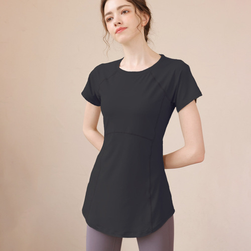 Women's Long Sleeve Yoga Pants Cover Hip Slimming Running Top High-end Sport Moisture-wicking Cover Shirt Fitness Clothes Spring and Summer New Arrival