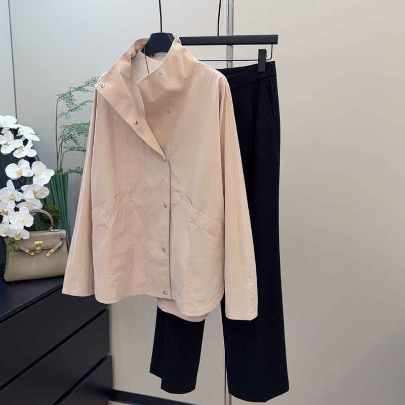 2026 Autumn Trench Coat with Drop Shoulder and Funnel Neck 2026 Autumn Trench Coat with Drop Shoulder and Funnel Neck