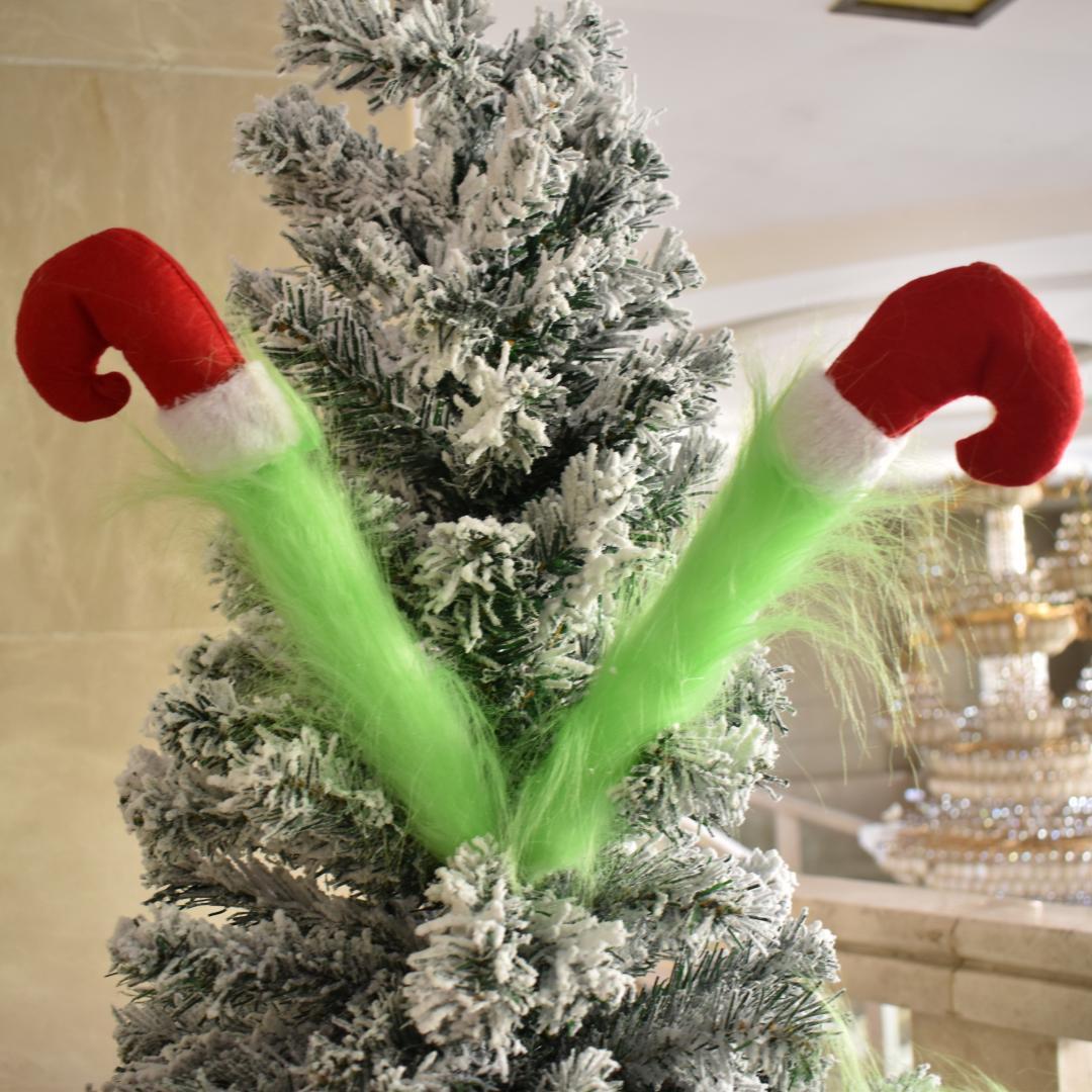 Grinch Handschuesch gréng Grinch Stola Chrëschtdag Halloween Party Elf gréng Hoereg Monster Kappbedeckung Mask_voghion.com