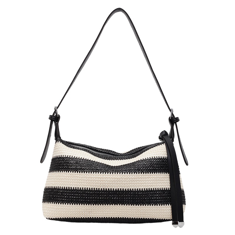 Bolso de moda coreano de verano 2026 nuevo bolso de mujer escuela de estilo tejido de paja bolso de hombro bolso de color contraste diario