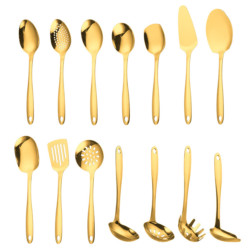 Paquete de utensilios de cocina transfronterizos de oro set de catorce piezas cocina