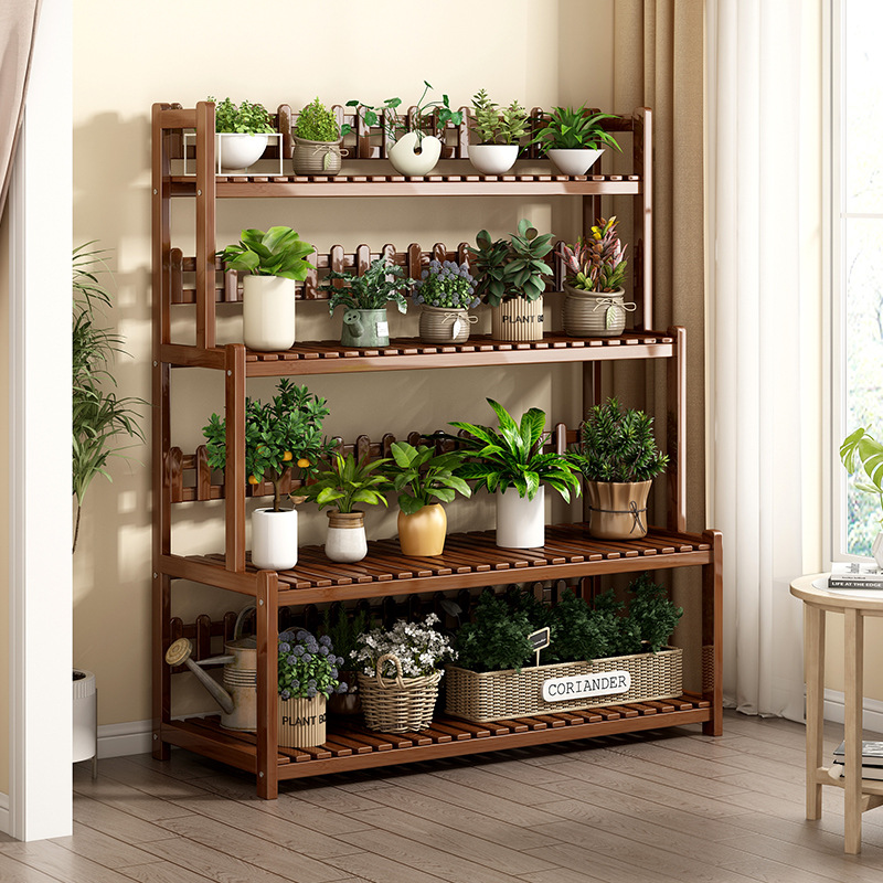 Balcón estante de flores estante de almacenamiento sala de estar piso multicapa estante de maceta interior estante de almacenamiento de plantas verdes y carnosas móviles