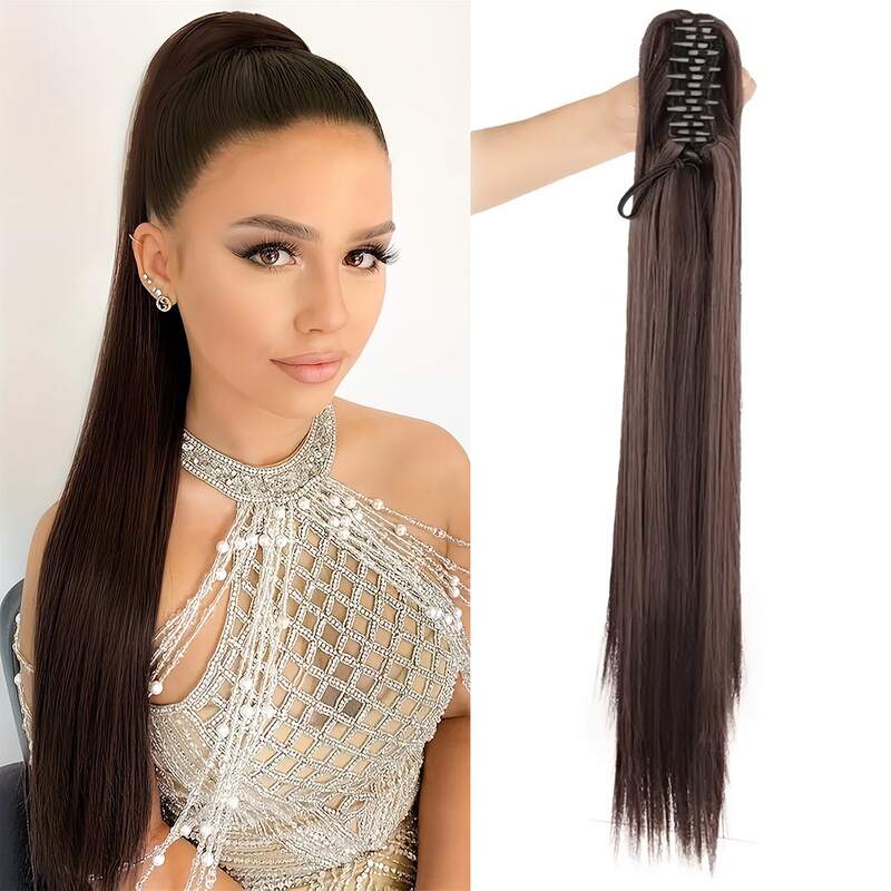 Large Claw Clip Straight Hair Ponytail Wig, Women's European and American Cross-Border Fashion Synthetic Fiber Wig Braid Large Claw Clip Straight Hair Ponytail Wig, Women's European and American Cross-Border Fashion Synthetic Fiber Wig Braid